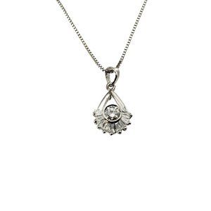 Vintage 14 Karat White Gold and Diamond Pendant Necklace #11861